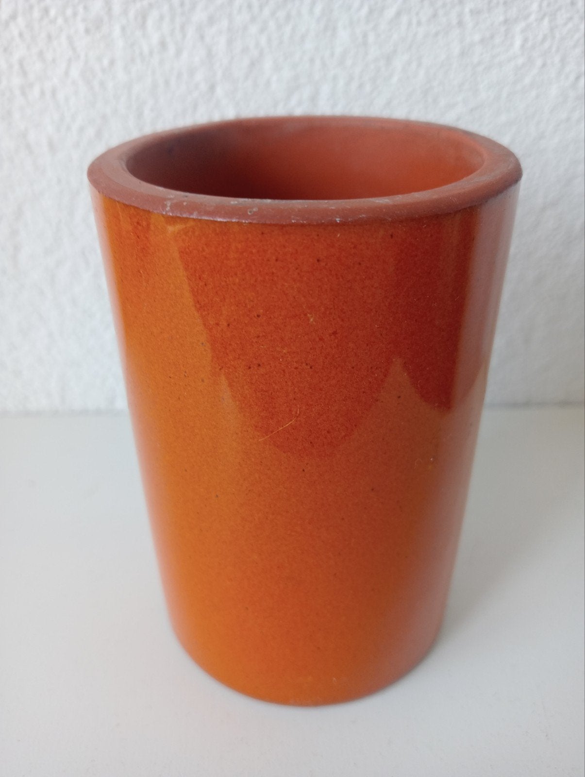 Vintage retro oranje vaasje / potje jaren 70, Ophalen of Verzenden