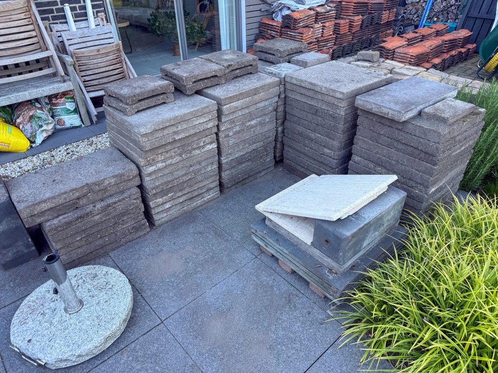 Tegels 50x50 cm gratis af te halen, Tuin en Terras, Ophalen, Gebruikt, 10 m² of meer, Beton