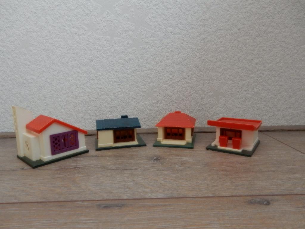 4 retro simex huisjes, Overige merken, Gebruikt, Gelijkstroom of Wisselstroom, Brug, Tunnel of Gebouw