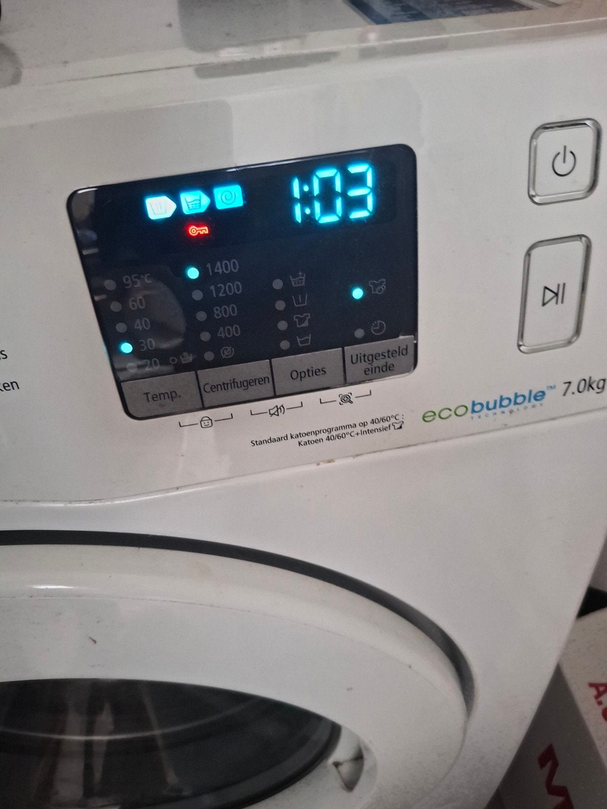 Samsung Wasmachine WF70F5E0Q4W - Motor goed, spider defect, Ophalen, 1200 tot 1600 toeren, 85 tot 90 cm