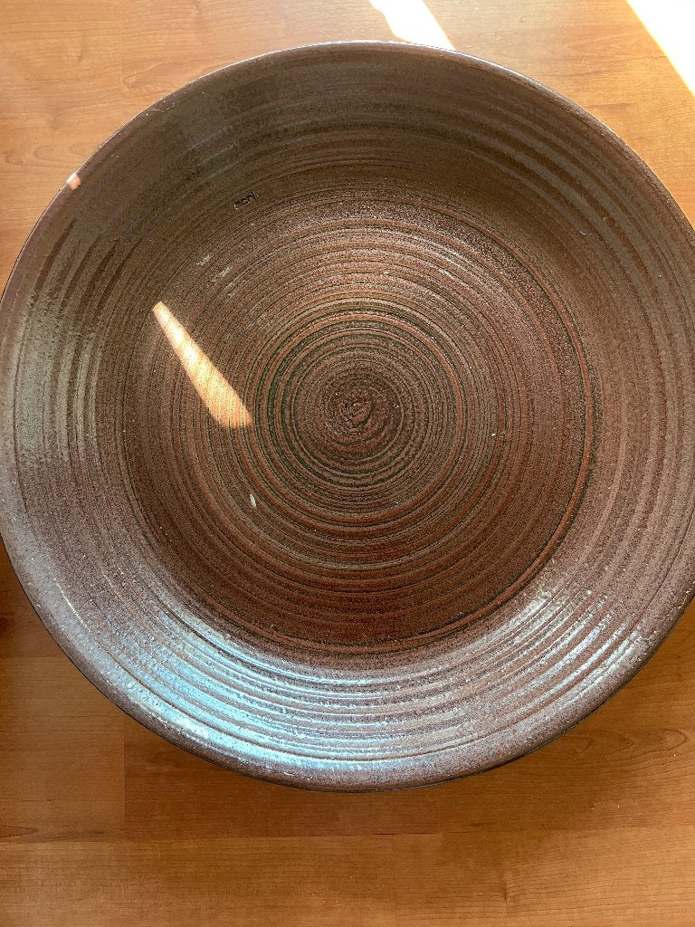 Ecri living aardewerk bruine schaal 72 cm  groot, Ophalen, Schaal, Rond, Zo goed als nieuw
