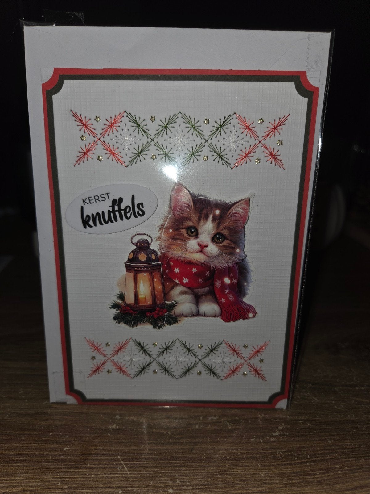 geborduurde kerstkaart, Ophalen of Verzenden, Nieuw, Kerst