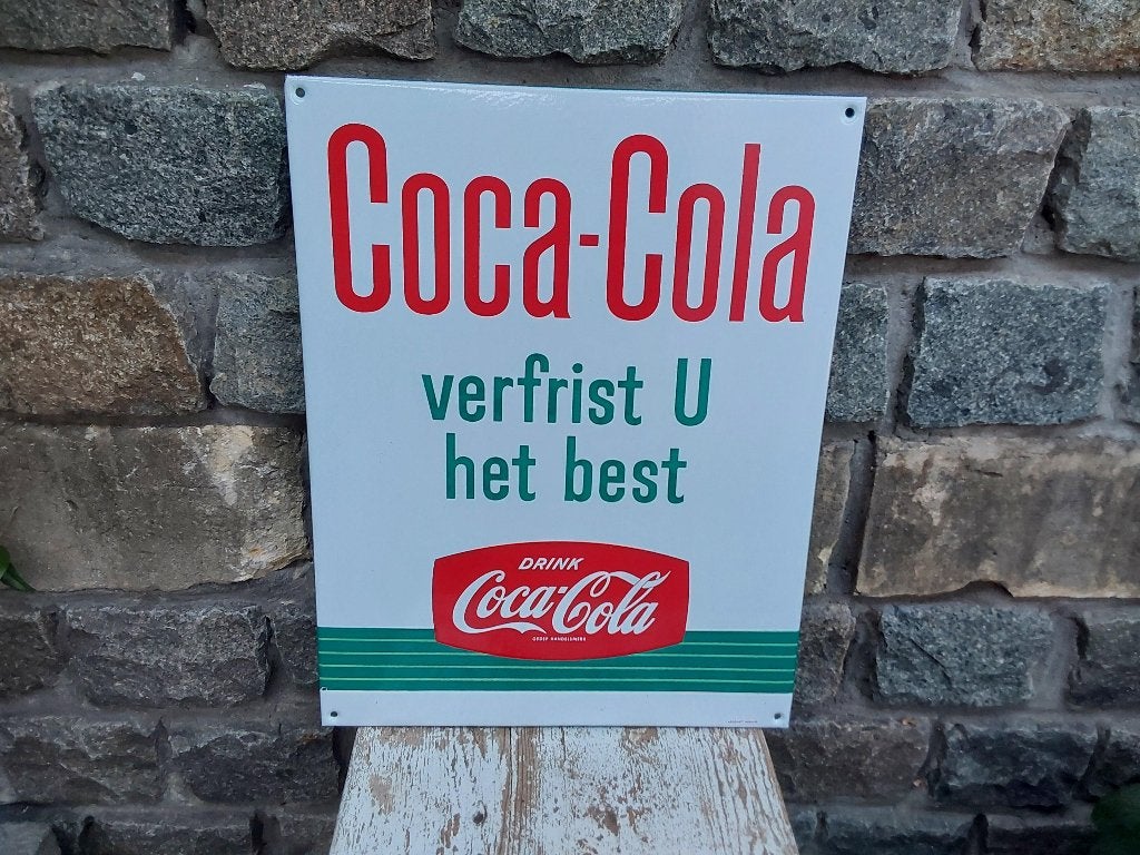 Emaille Coca Cola reclamebord bord Mint staat, Verzamelen, Ophalen of Verzenden, Zo goed als nieuw, Reclamebord