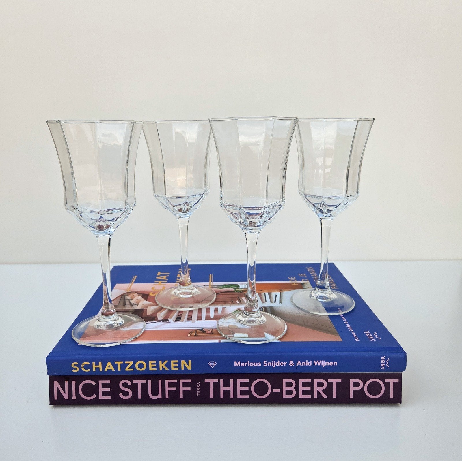 Set van 4 vintage Luminarc Octime wijnglazen, Ophalen of Verzenden, Gebruikt, Overige typen