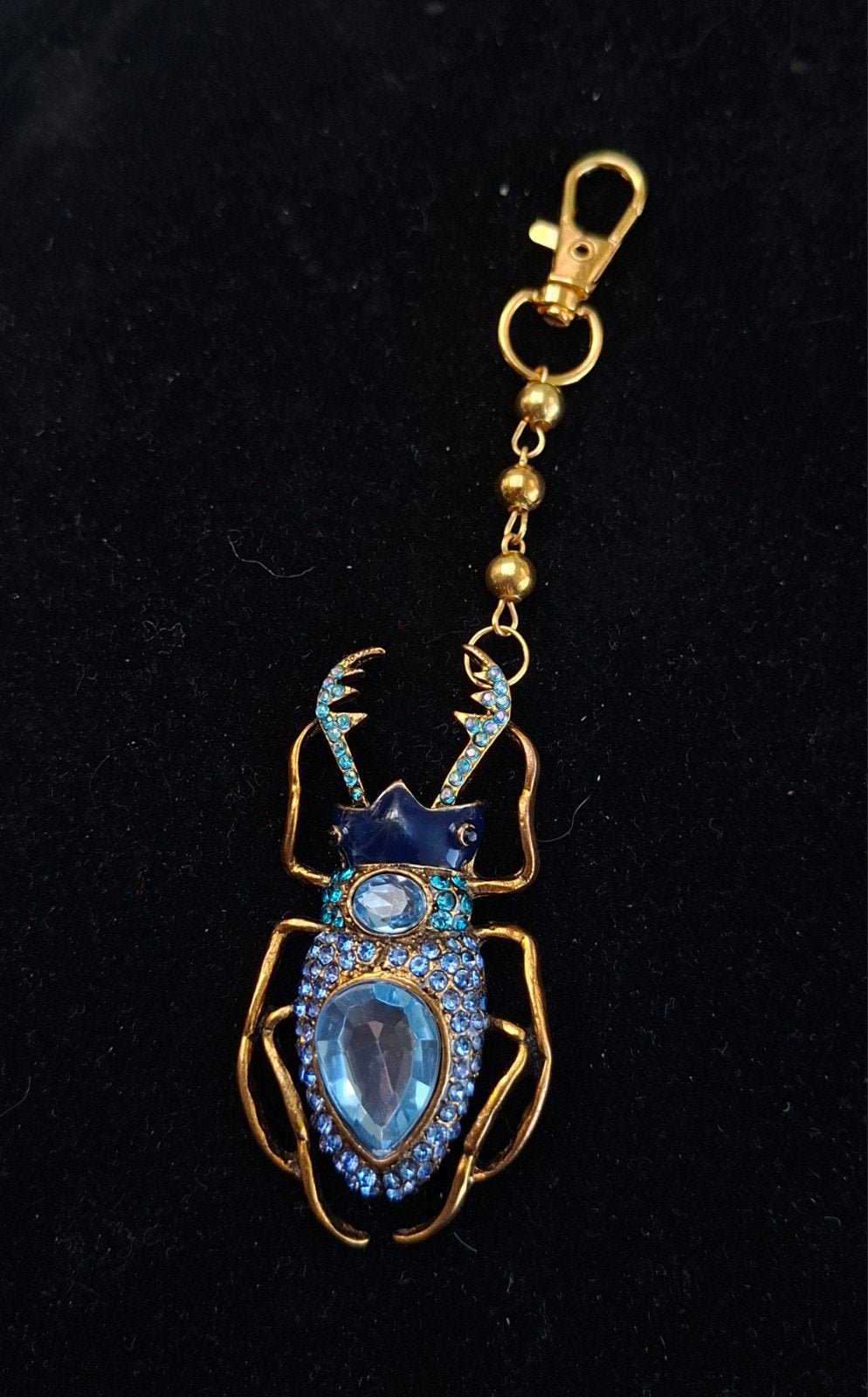 Sleutelhanger Kever met Blauwe strass, Ophalen of Verzenden, Nieuw, Dier of Natuur