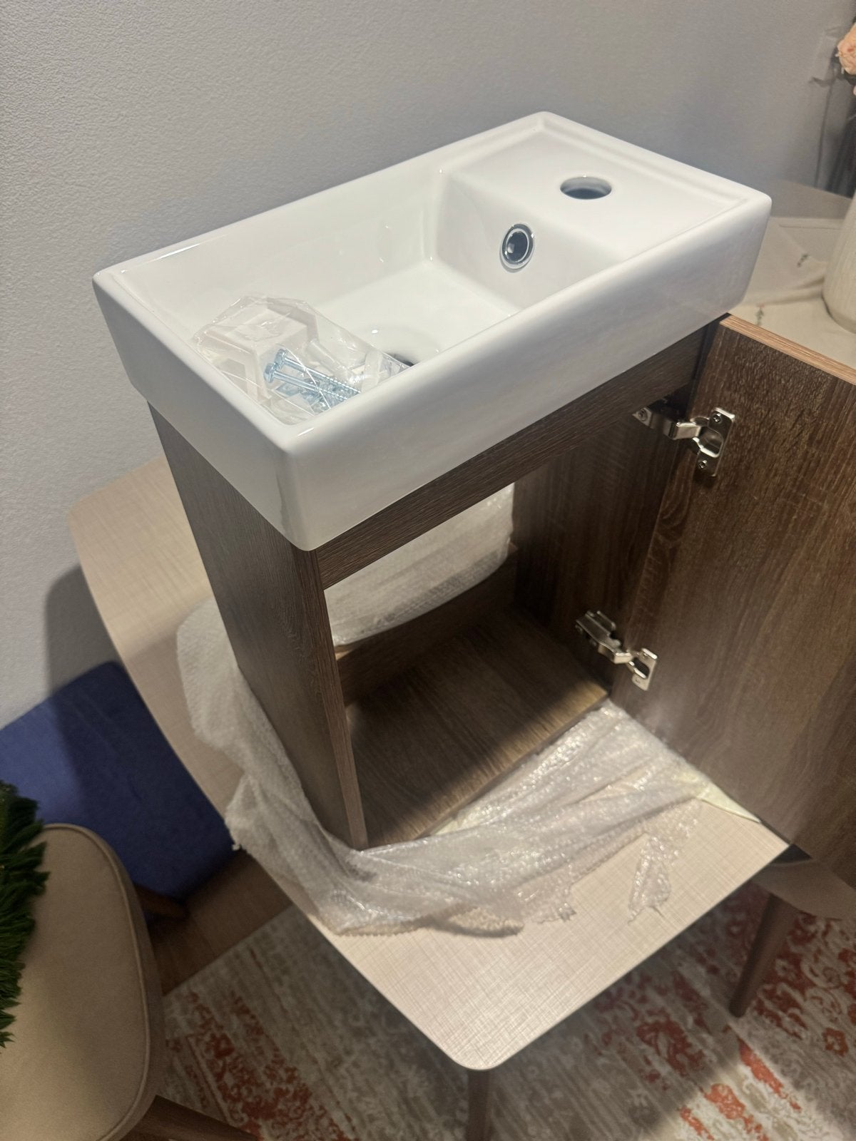 Nieuwe wastafelkast met wasbak en spiegel (MF40LH), Huis en Inrichting, Minder dan 50 cm, Nieuw, Ophalen of Verzenden, Minder dan 25 cm