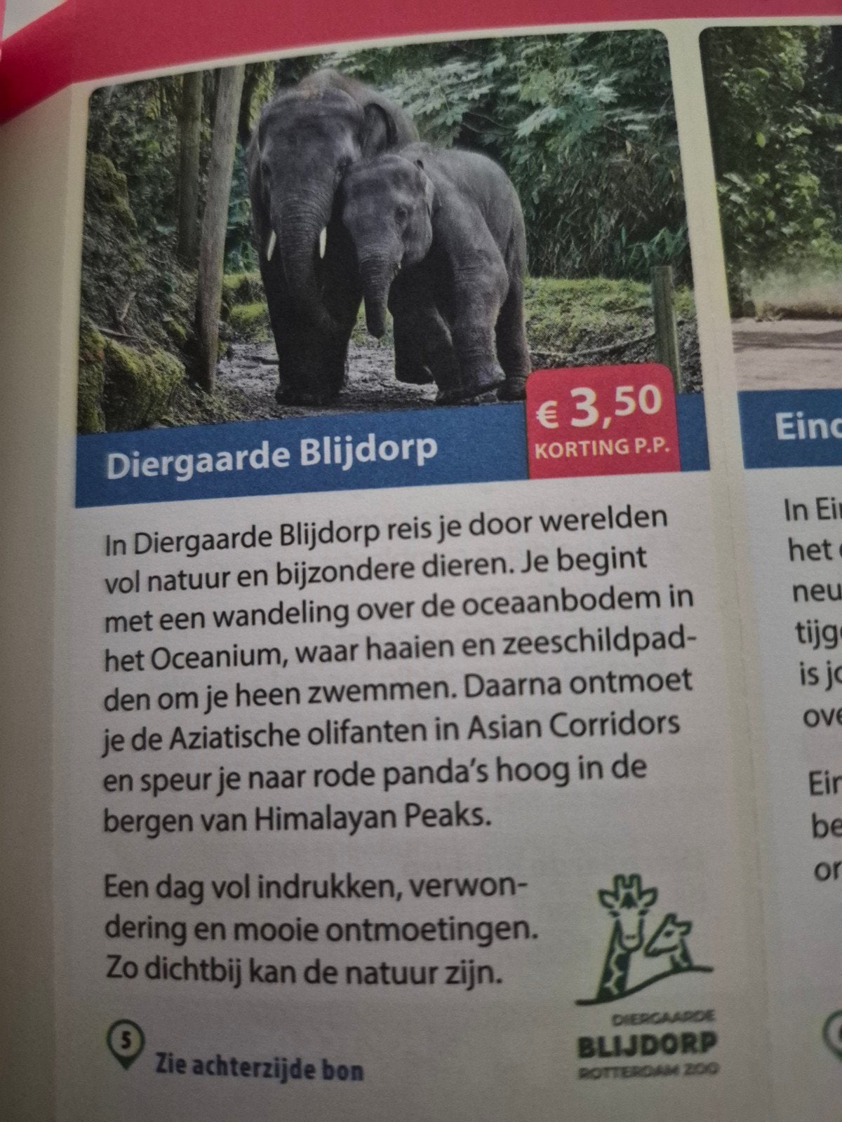 diergaarde blijdorp €3.50 korting p.p, Eén persoon, Kortingskaart