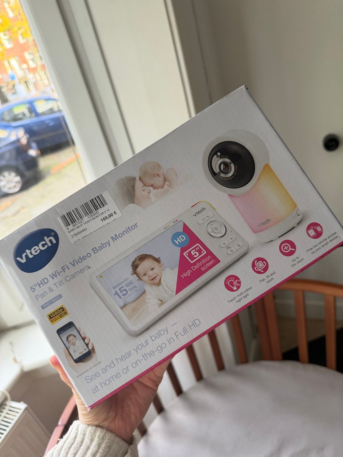 Vtech 5 HD Wi-Fi Video Babyfoon met Pan & Tilt Camera, Kinderen en Baby's, Ophalen of Verzenden, Nieuw, 250 meter of meer, Camera