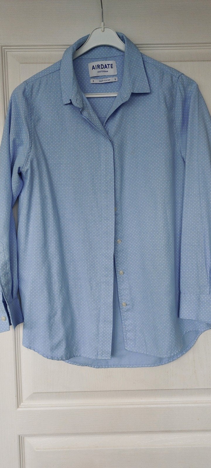 Lichtblauwe blouse Airdate Amsterdam mt 36/38, Maat 38/40 (M), Airdate amsterdam, Blauw, Ophalen of Verzenden