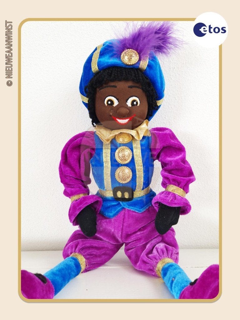 Nostalgische Etos etalage Piet pop - blauw/paars - 45cm, Diversen, Verzenden, Zo goed als nieuw