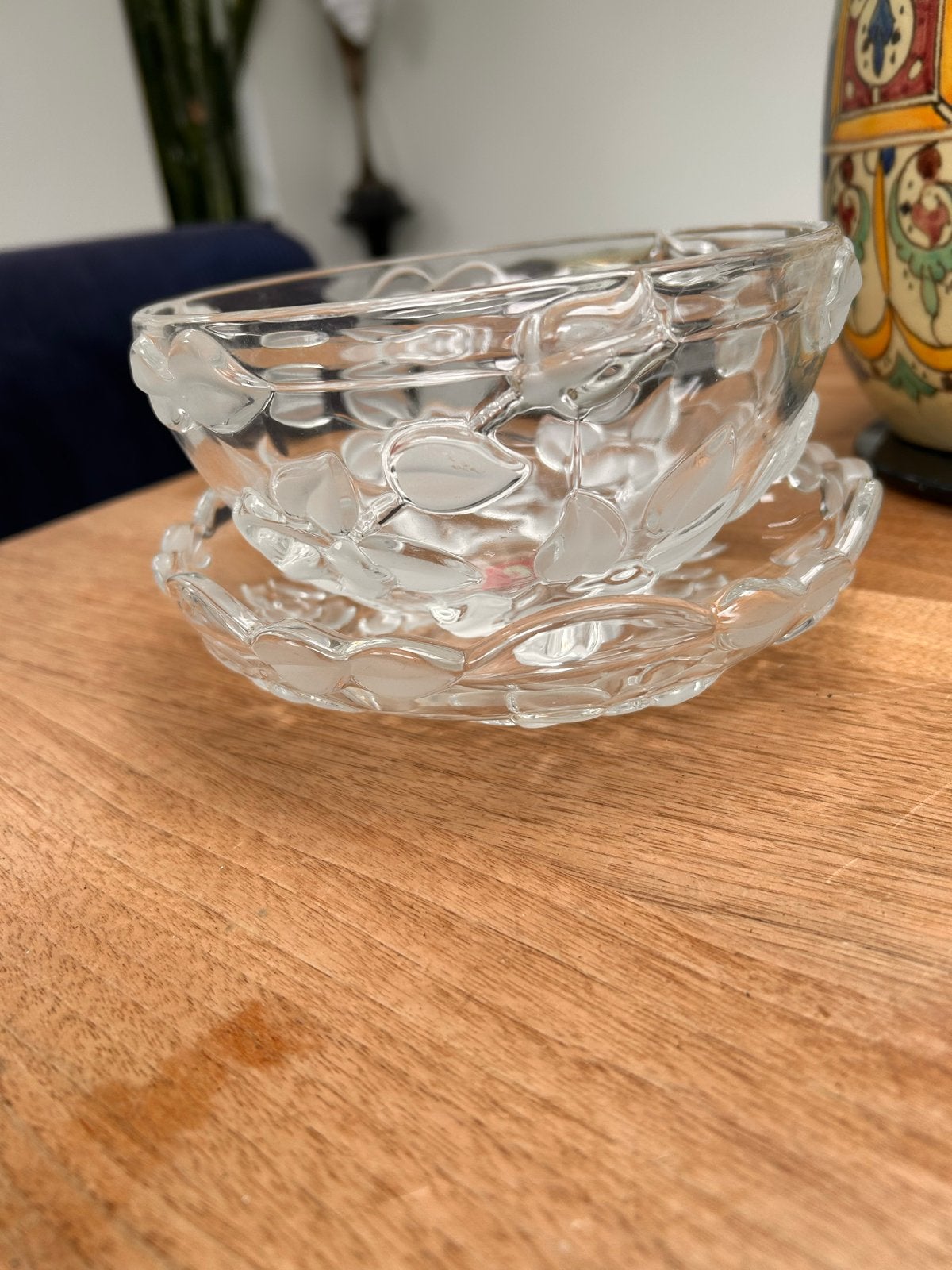 Walther Glas schaaltje met onderschaaltje - Roos design, Antiek en Kunst, Antiek | Glas en Kristal, Ophalen of Verzenden