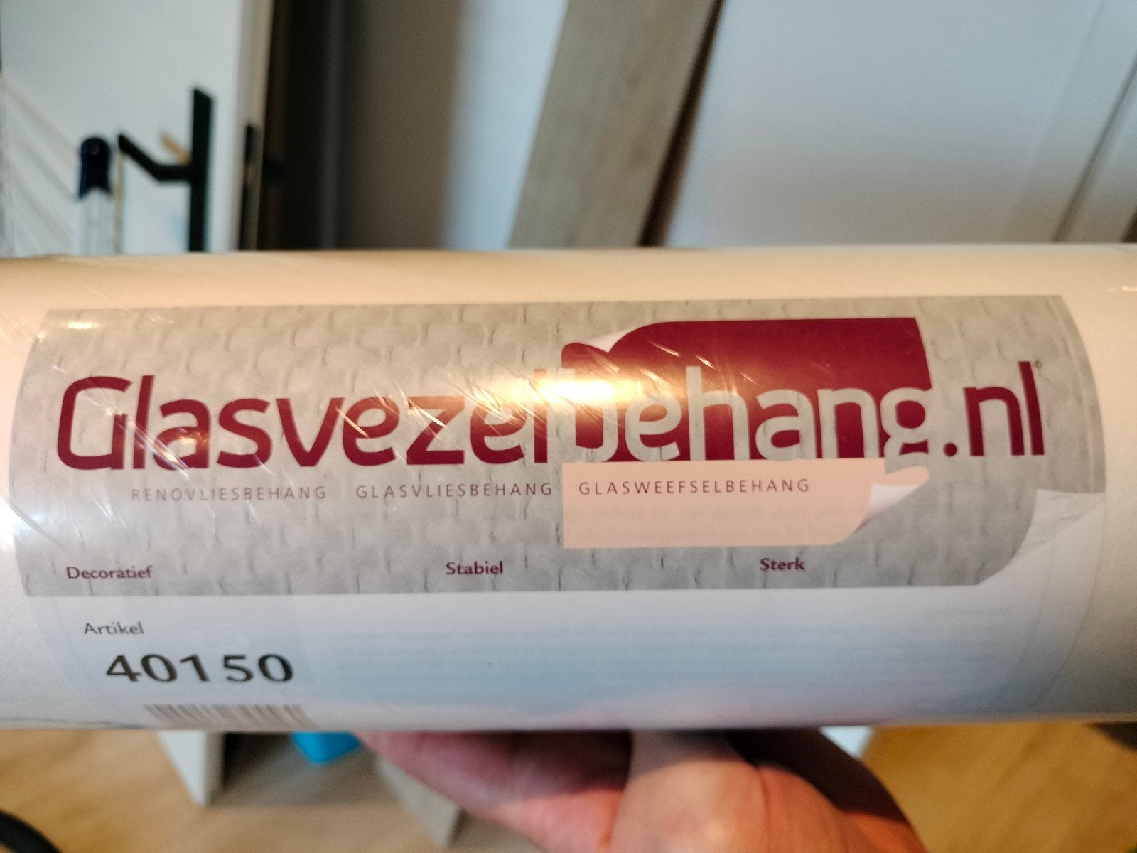 nieuwe rol glasvezel/glasweefsel behang., Ophalen, 10 tot 25 m², Wit, Effen