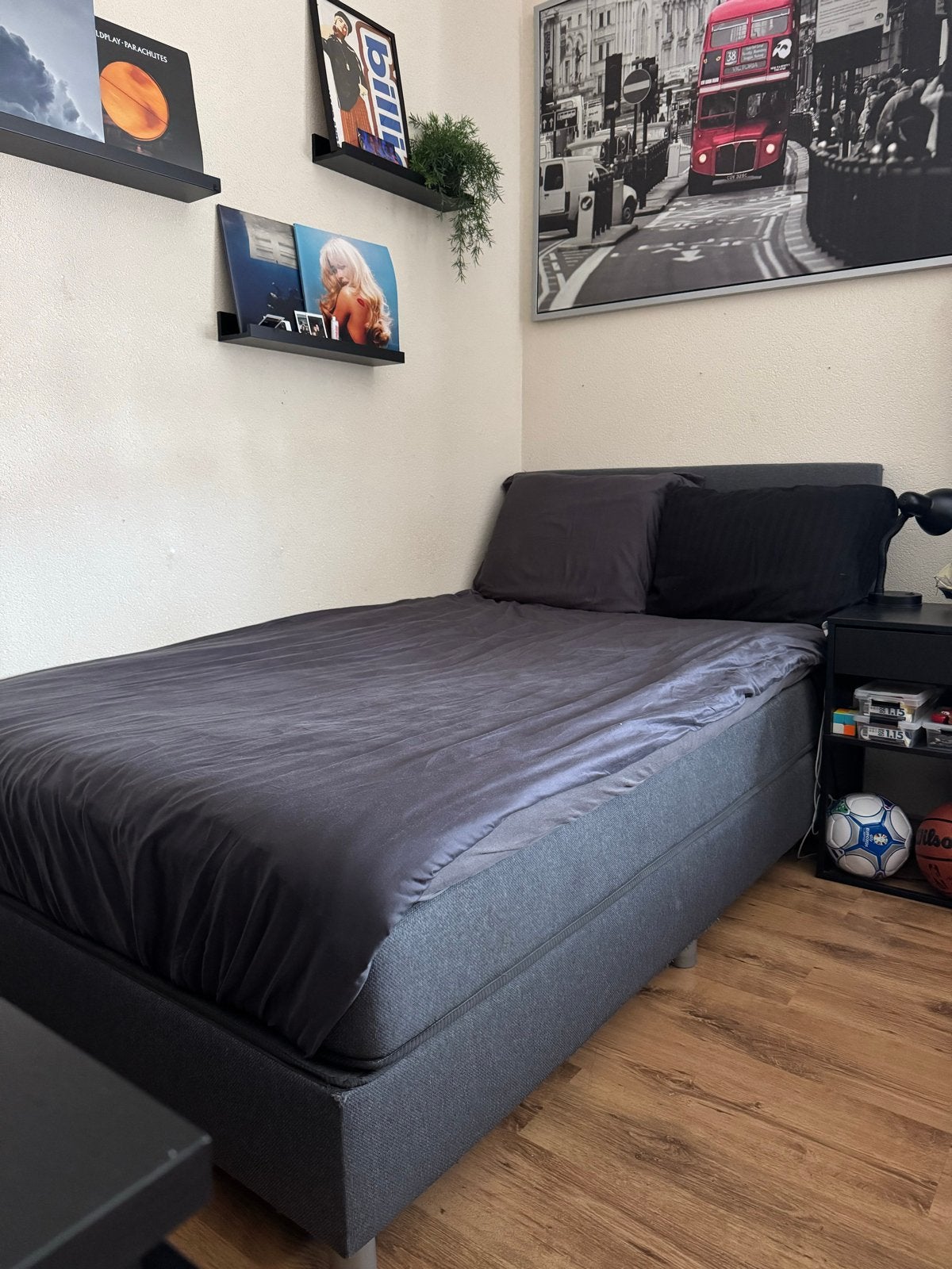 Leenbakker boxspring 140x200/twijfelaar, Huis en Inrichting, Ophalen, Gebruikt, 140 cm, Twijfelaar