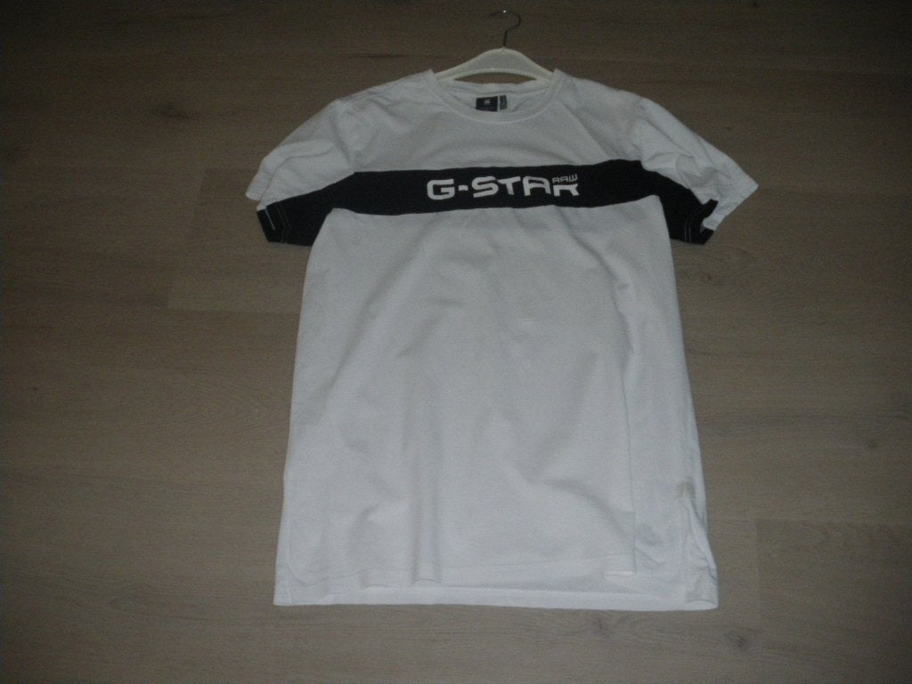 heel mooi wit zomer shirt zwarte streep g star medium zgan, Ophalen of Verzenden, Zo goed als nieuw, Maat 48/50 (M), Wit