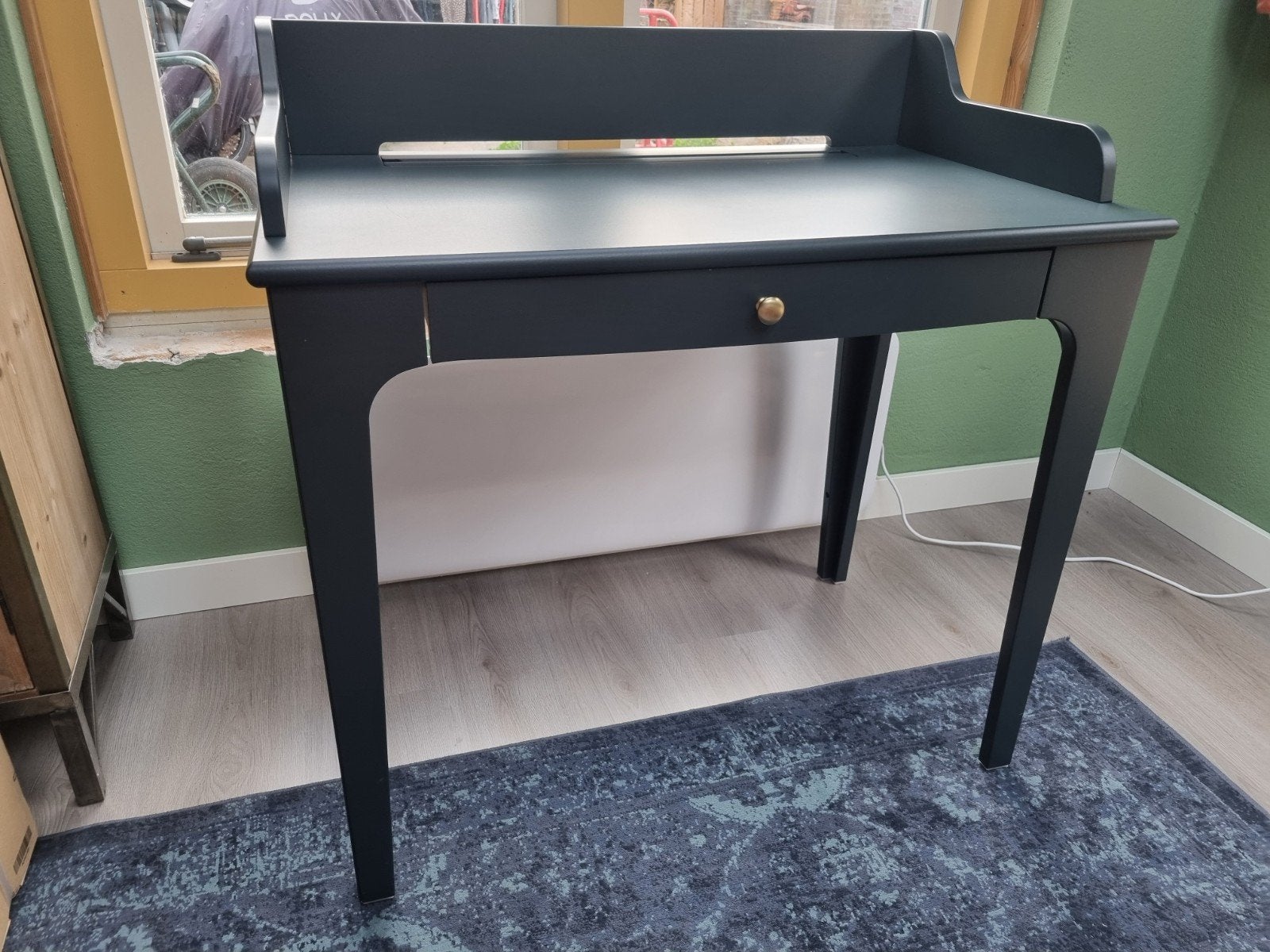 Lommarp blauw bureau IKEA Z.G.A.N., Huis en Inrichting, Bureaus, Ophalen, Hout, Zo goed als nieuw, IKEA