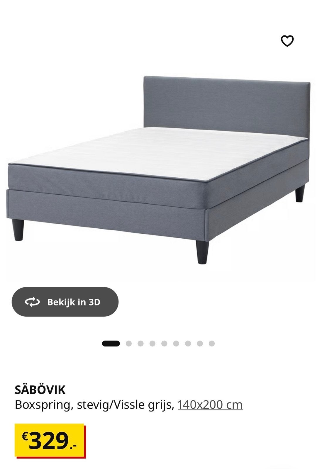 IKEA Boxspring SÄBÖVIK 140x200 cm met matras en topper, Ophalen, 140 cm, 200 cm, Nieuw