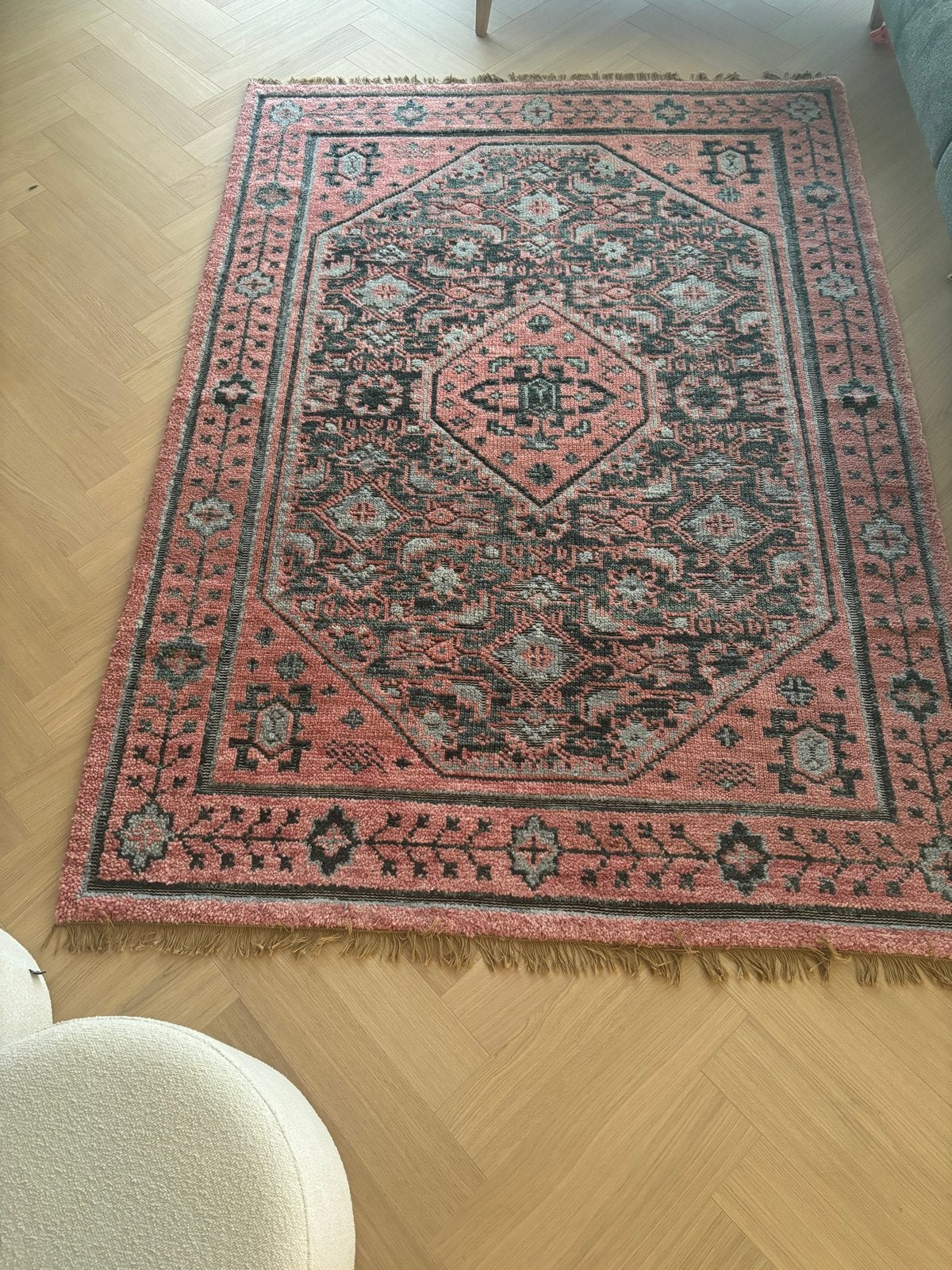 IKEA Perzisch Vintage Vloerkleed - Roze/Grijs 240x170, 150 tot 200 cm, 200 cm of meer, Ophalen of Verzenden, Zo goed als nieuw