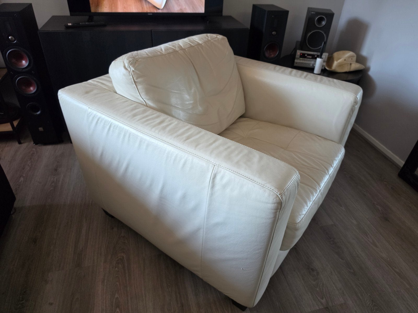 Natuzzi Leren Fauteuil Stoel, Ophalen, Gebruikt, 75 tot 100 cm, Leer