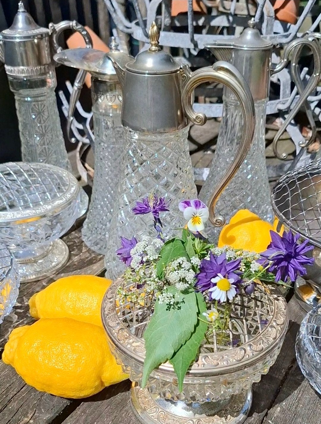 Oude vintage engelse flowerbowl rozensteker vaas kristal, Antiek en Kunst, Ophalen of Verzenden