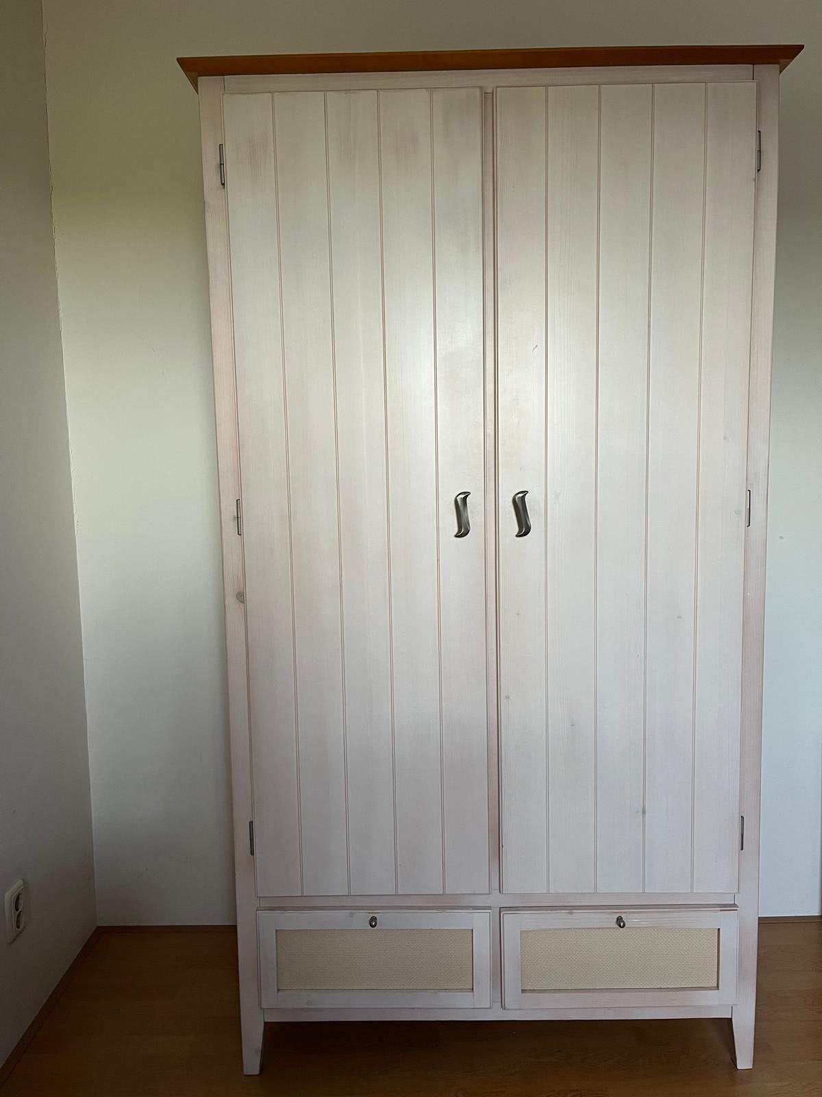 Kledingkast hout met wit, 100 tot 150 cm, 200 cm of meer, Eikenhout, Zo goed als nieuw