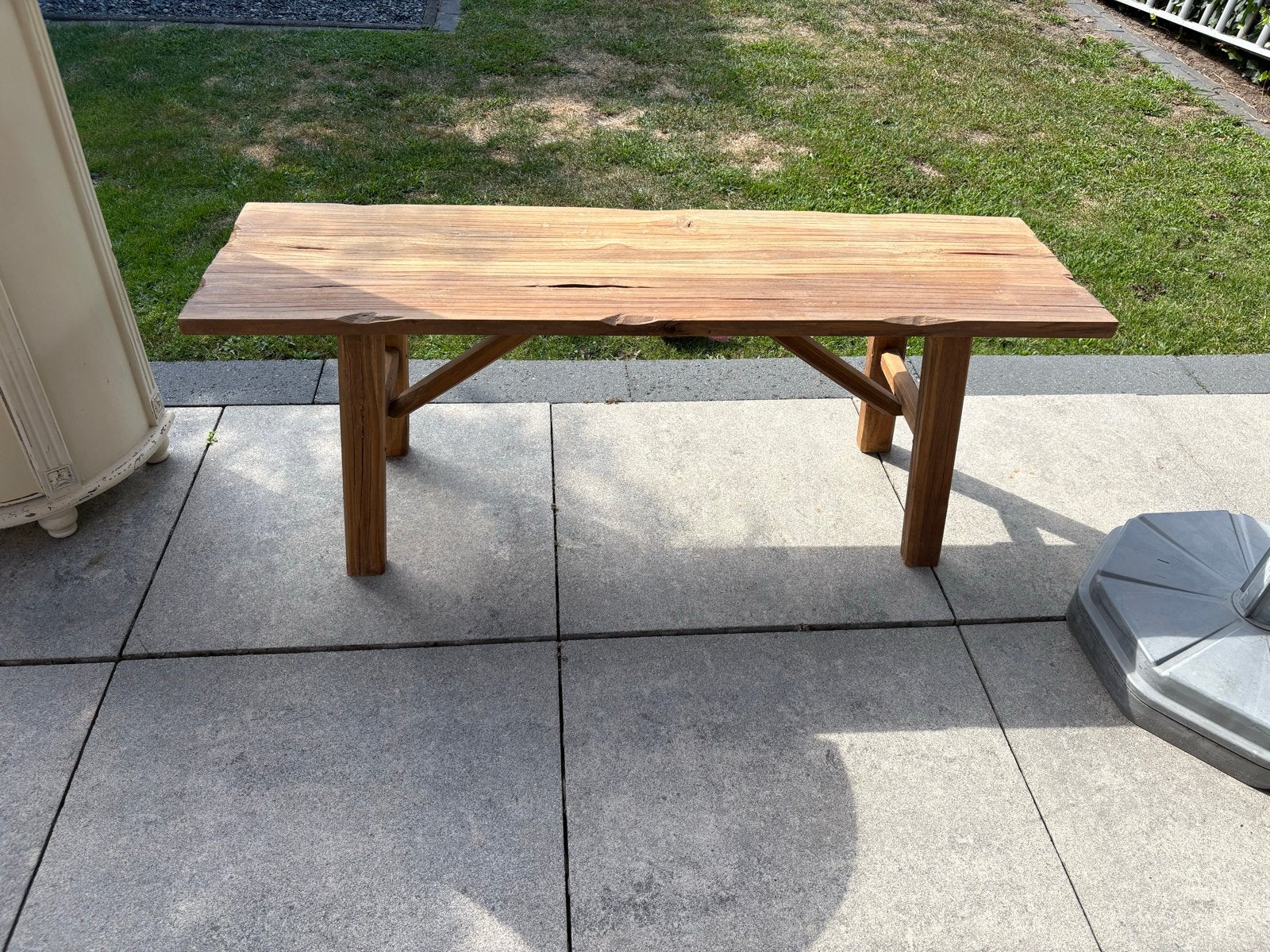 Robuuste Teakhouten Bank - Perfect voor Binnen of Buiten, Tuin en Terras, Ophalen, Gebruikt, Teakhout