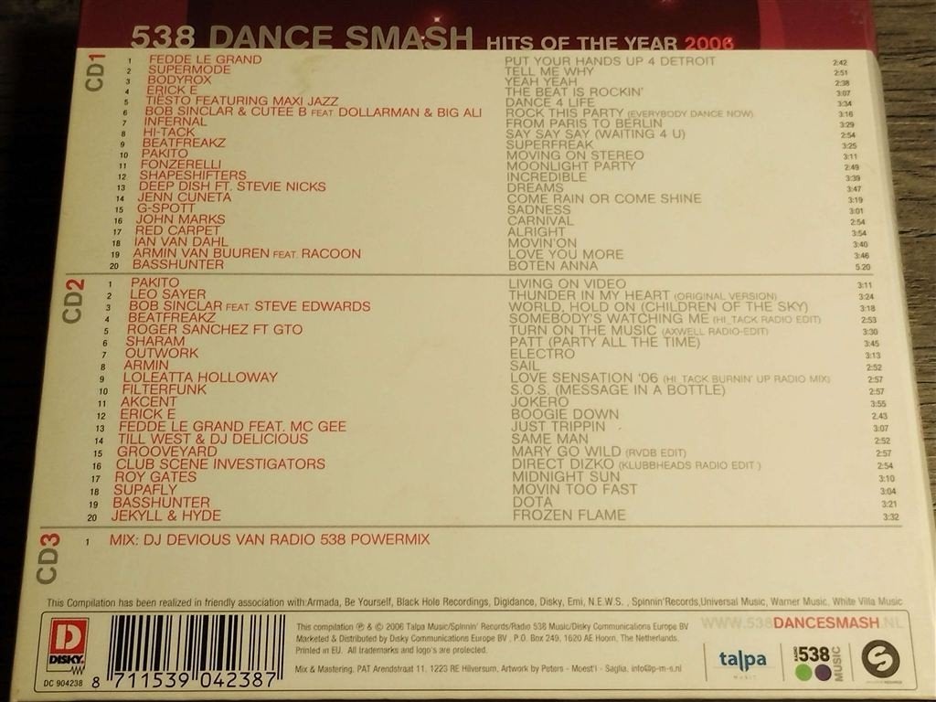 538 Dance Smash - Hits Of The Year 2006 [3CD], Cd's en Dvd's, Cd's | Verzamelalbums, Ophalen of Verzenden, Gebruikt, Dance