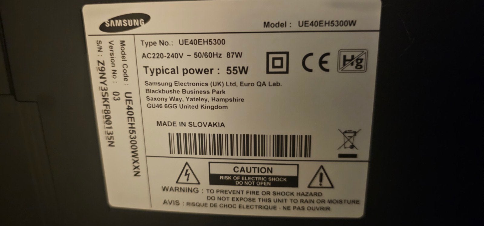 Samsung UE40EH5300W 40 inch Full HD Smart TV, Ophalen, 50 Hz, Samsung, 100 cm of meer