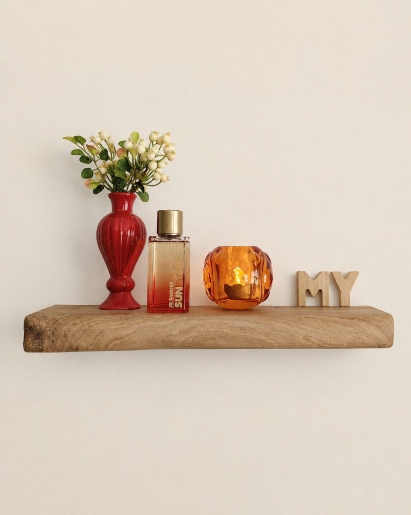 Massief eiken wandplank zwevend + montagepennen 49,5cm #252, Houtatelier M.Y., Info@myhoutatelier.nl, Nieuw, Ophalen of Verzenden
