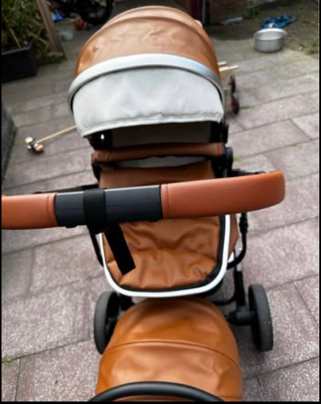 Kinderwagen met Maxi-Cosi - Bruin leerlook, Overige merken, Ophalen of Verzenden, Zo goed als nieuw, Combiwagen