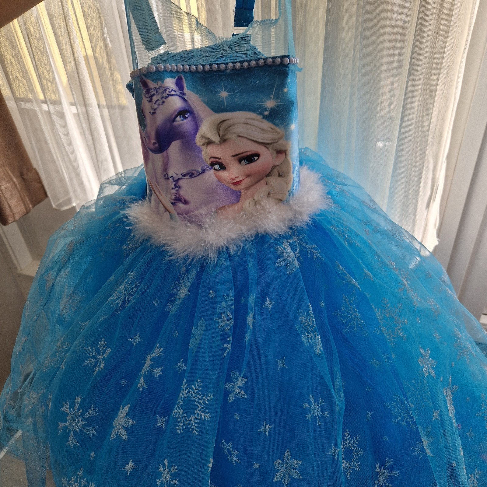 Elsa Frozen jurk met sluier - Zo goed als nieuw, Ophalen of Verzenden, Zo goed als nieuw, Frozen, Meisje