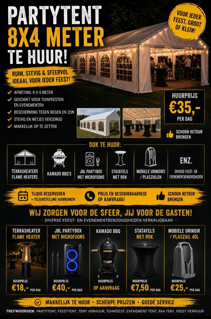 Partytenten 8x4, Ophalen of Verzenden, Overige