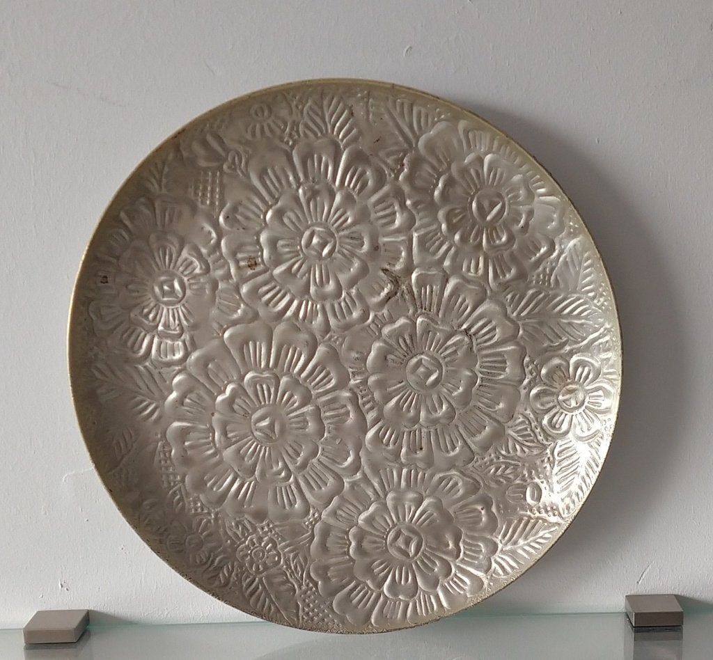 dienblad alu gehamerde deco schaal, volgnr 11, Huis en Inrichting, Woonaccessoires | Dienbladen, Overige materialen, Gebruikt