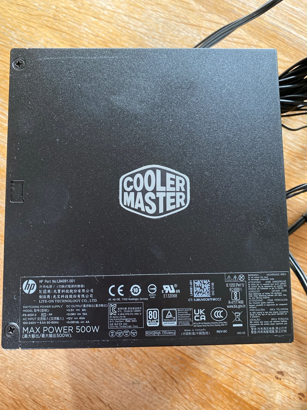 Cooler Master 500W Voeding (PSU) - HP L84091-001, Computers en Software, Ophalen, Gebruikt