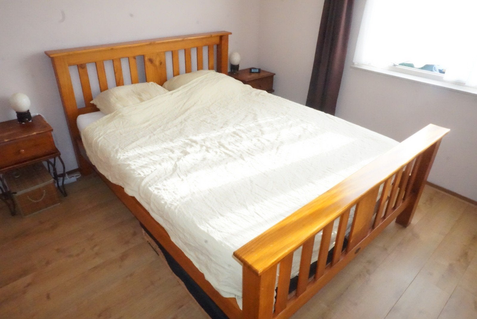 Massief houten bed 160x200, Ophalen, Gebruikt, Overige kleuren, Tweepersoons