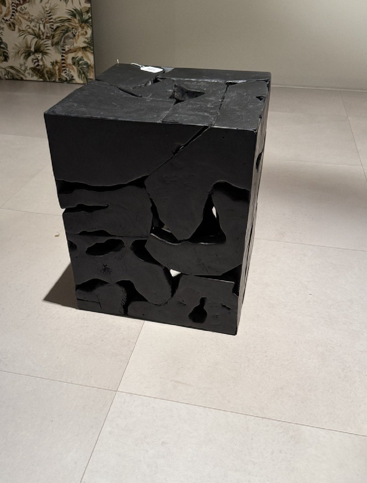Luxe designer bijzettafel – zwart teakhout (Nieuw!), Huis en Inrichting, Tafels | Bijzettafels, Nieuw, Vierkant, 45 tot 60 cm