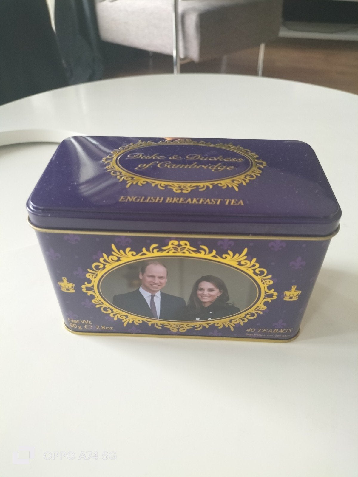 Duke & Duchess of Cambridge English Breakfast Tea blik, Ophalen of Verzenden, Gebruikt, Buitenland, Overige typen