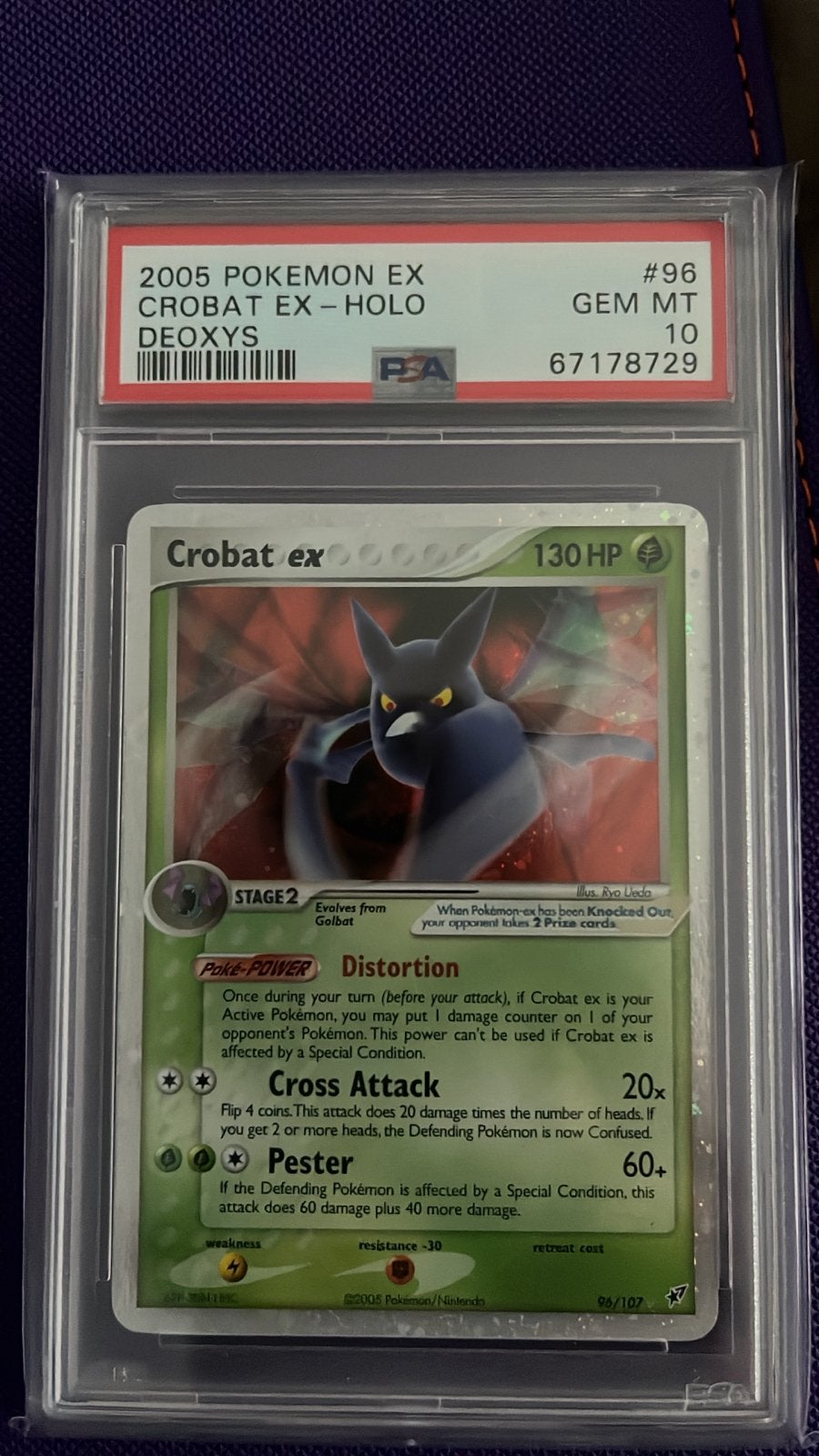 2005 Pokémon EX Crobat EX - Holo Deoxys PSA 10 GEM MT, Ophalen of Verzenden, Zo goed als nieuw, Losse kaart, Foil