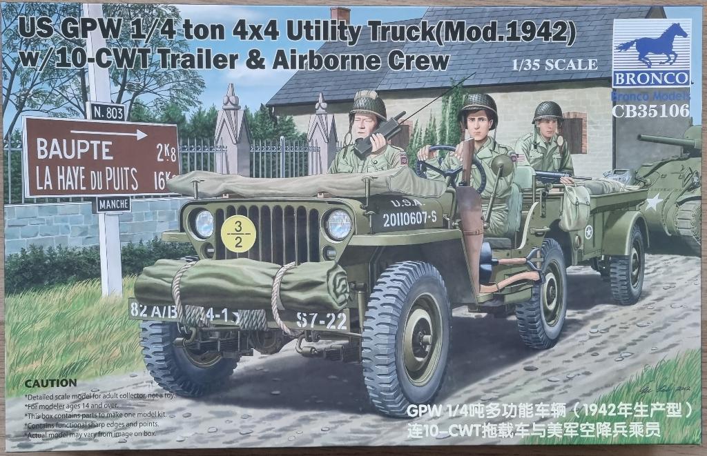 Bronco 1:35 #CB35106 WWII U.S. GPW 1/4 ton 4x4 Utility Truck, Overige merken, 1:32 tot 1:50, Overige typen, Nieuw