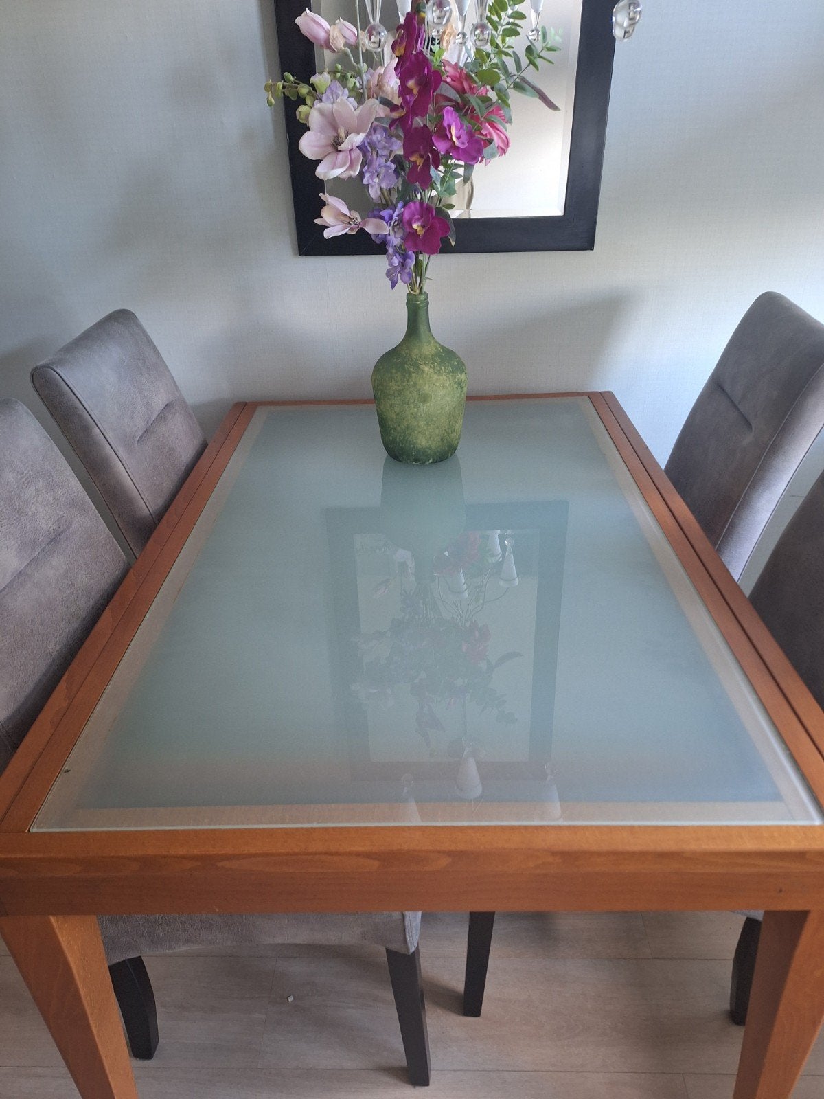 Uitschuifbare eettafel 90x130-230 cm met melkglas, Ophalen