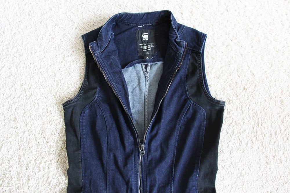 Mooie G-Star Spijkerjurk (XS) - 86 € 35,-, Blauw, Nieuw, Ophalen of Verzenden, Maat 34 (XS) of kleiner