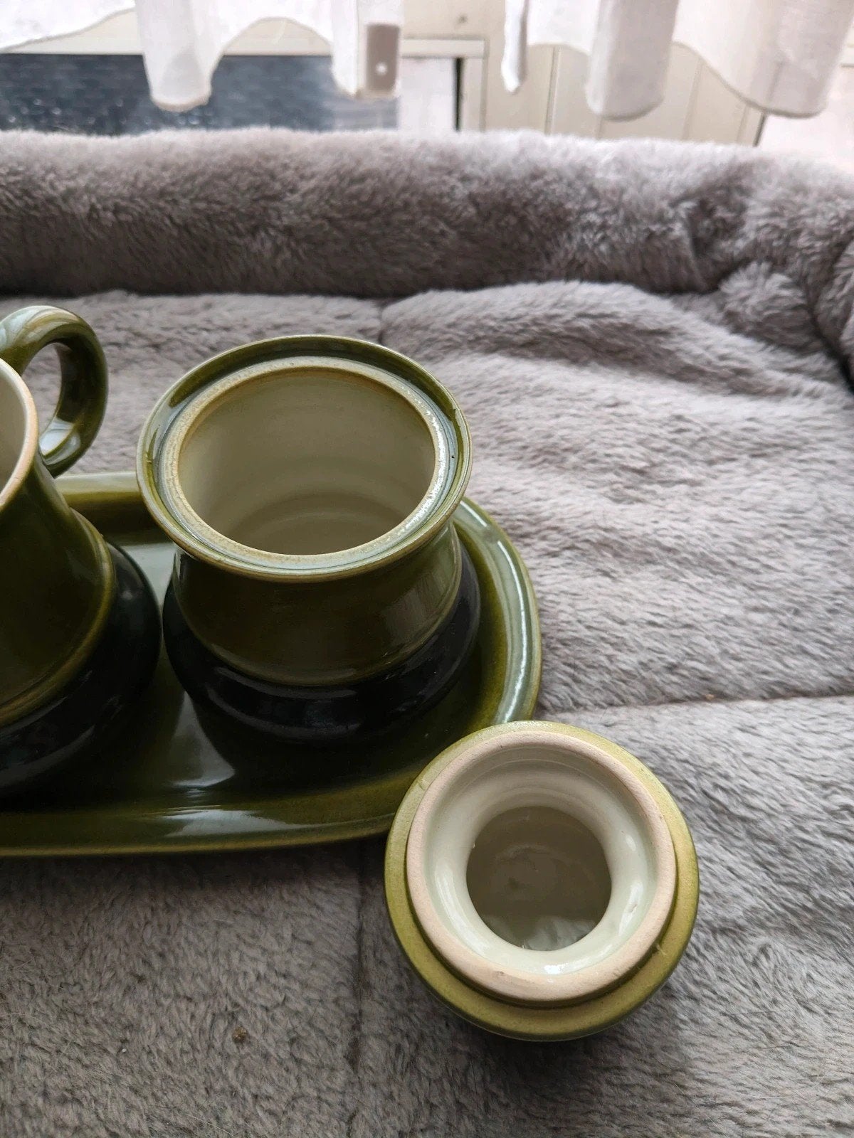 Vintage Gerz W. Germany aardewerk set - groen, Ophalen of Verzenden