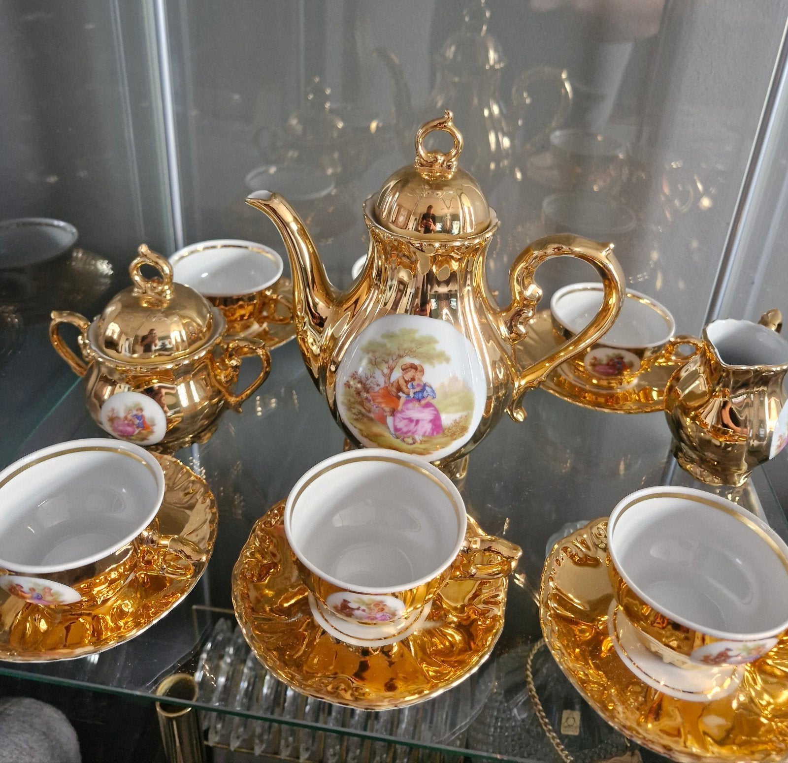 gouden servies set met opdruk, Ophalen of Verzenden
