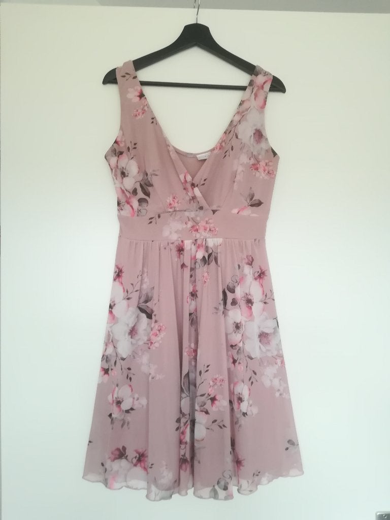 Bodyflirt Jurk Dress Roze met Bloemen maat 36/38, Maat 38/40 (M), Ophalen of Verzenden, Zo goed als nieuw, Knielengte