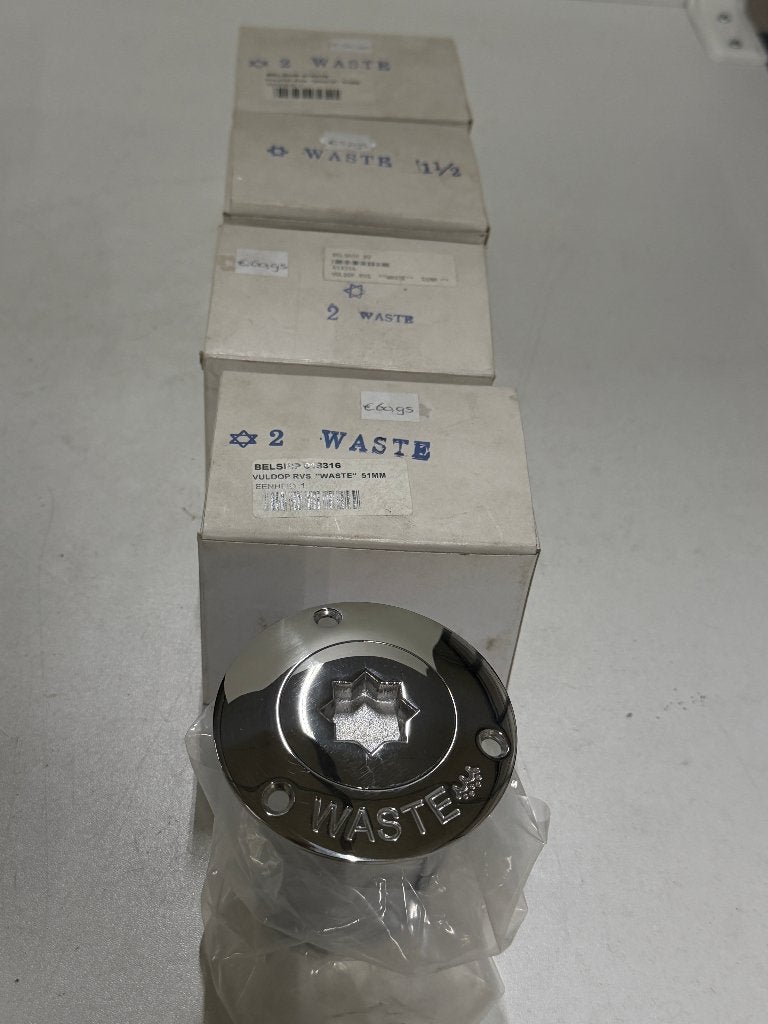 7 x RVS Waste / water vuldop /dekvuldop 51 mm Belship 018316, Watersport en Boten, Ophalen of Verzenden, Nieuw, Overige typen