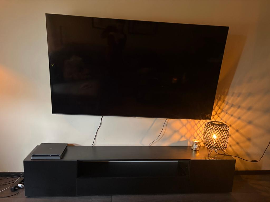 Groot Zwart TV Meubel - 200cm breed, Huis en Inrichting, Kasten | Televisiemeubels, Ophalen, Gebruikt, 200 cm of meer, Minder dan 100 cm
