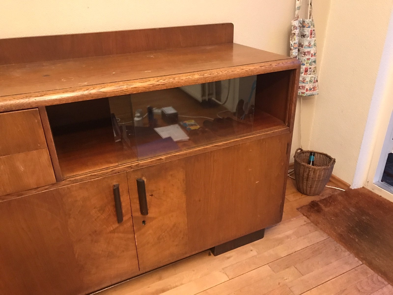 Antiek dressoir, bruin eikenkleur, gebruikssporen,, Ophalen, Zo goed als nieuw, 25 tot 50 cm, Minder dan 100 cm