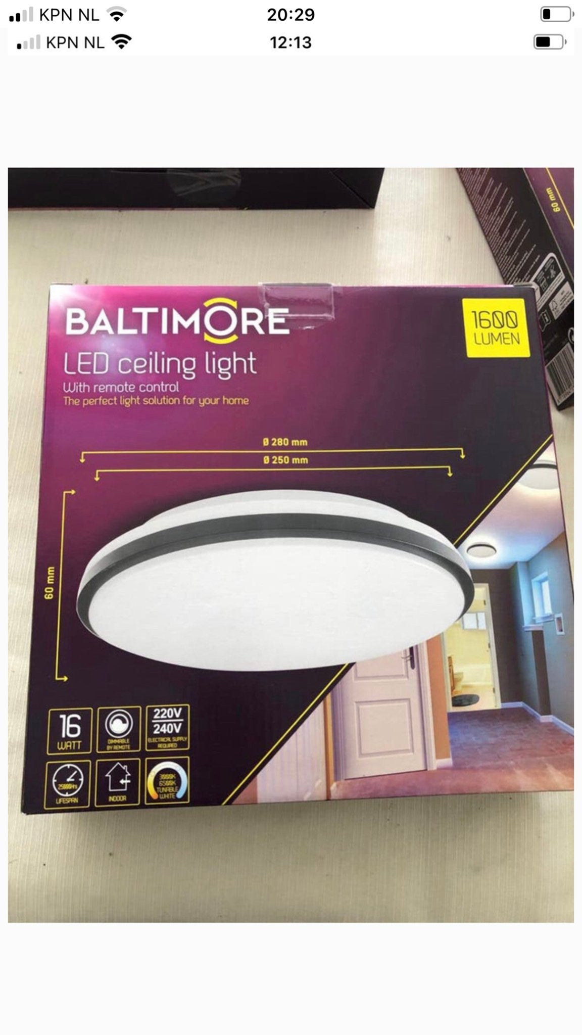 Baltimore LED plafondlamp met afstandsbediening, 16W, Ophalen of Verzenden, Nieuw, Kunststof