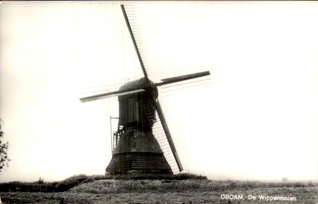 Obdam - De Wippermolen - Wipmolen, Verzamelen, Ophalen of Verzenden, 1940 tot 1960, Ongelopen, Noord-Holland