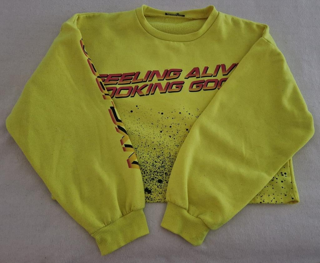 Zara oversized cropped neon geel trui sweater maat L truien, Verzenden, Zara, Geel, Maat 42/44 (L)