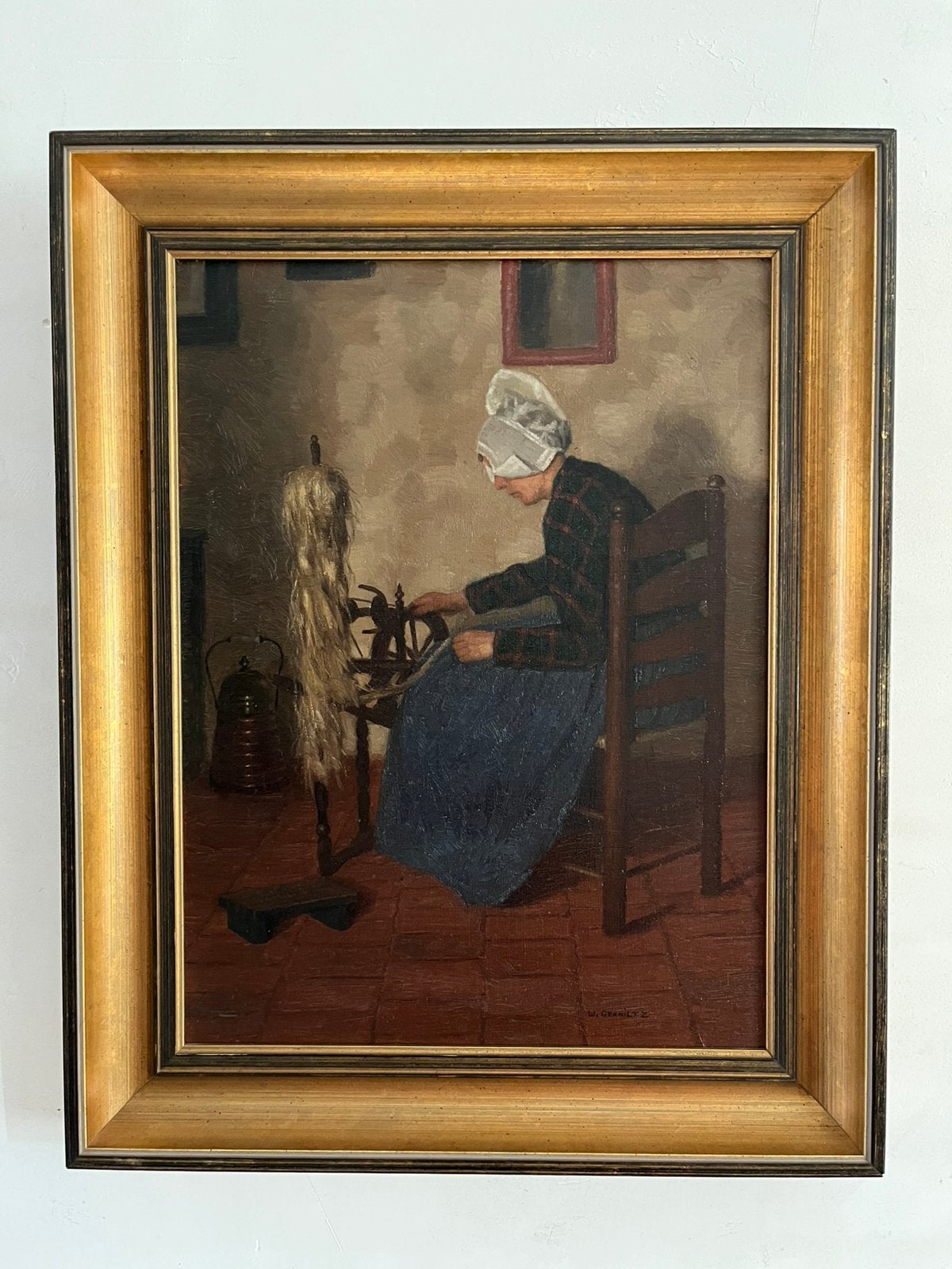 Schilderij in klassieke lijst Volendam, Ophalen of Verzenden